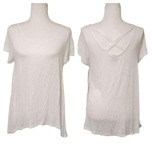 Mossimo Supply Co. Womens White Cross-Back Short Sleeve Shirt Size Medium - Picture 1 of 10